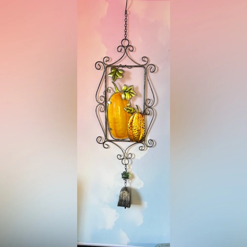 Decorative Fall/harvest Metal Wall Art with Pumpkins wind bell